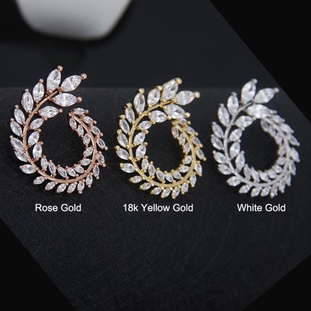 Swirl Clear Crystal Hoop Pin Drop Dangle Earrings - Picture 11 of 16